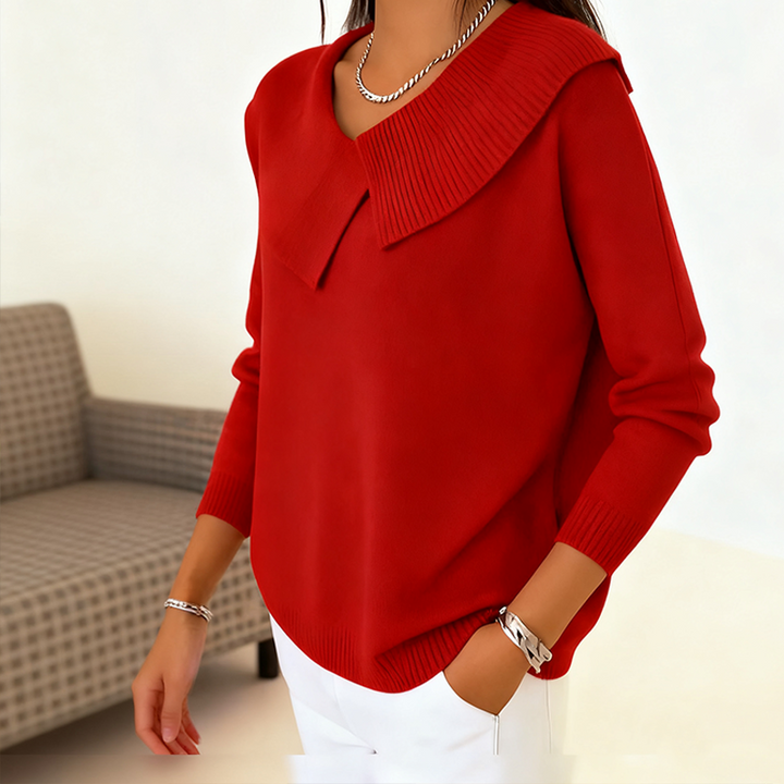 Emma | Damen Strickpullover Mit Kragen im Statement-Look