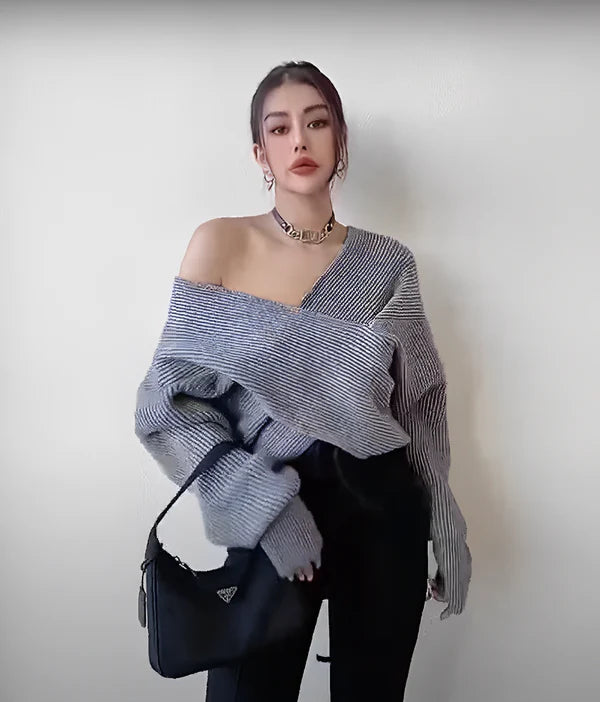ALINA Strickpullover mit V-Ausschnitt für den Alltag