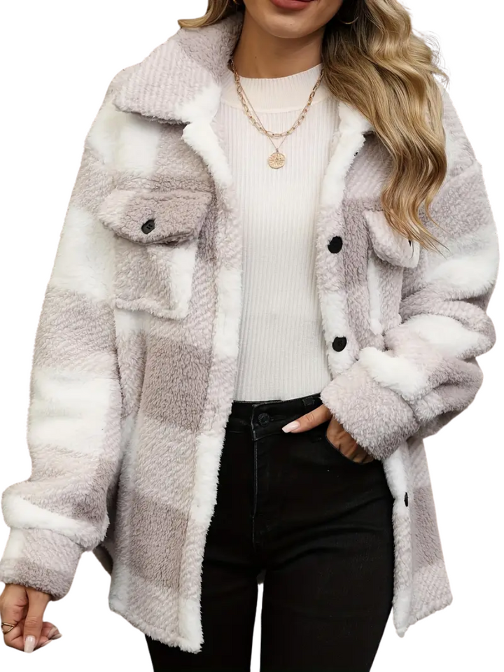 Amelie | Übergangsjacke kariert im Fleece Material