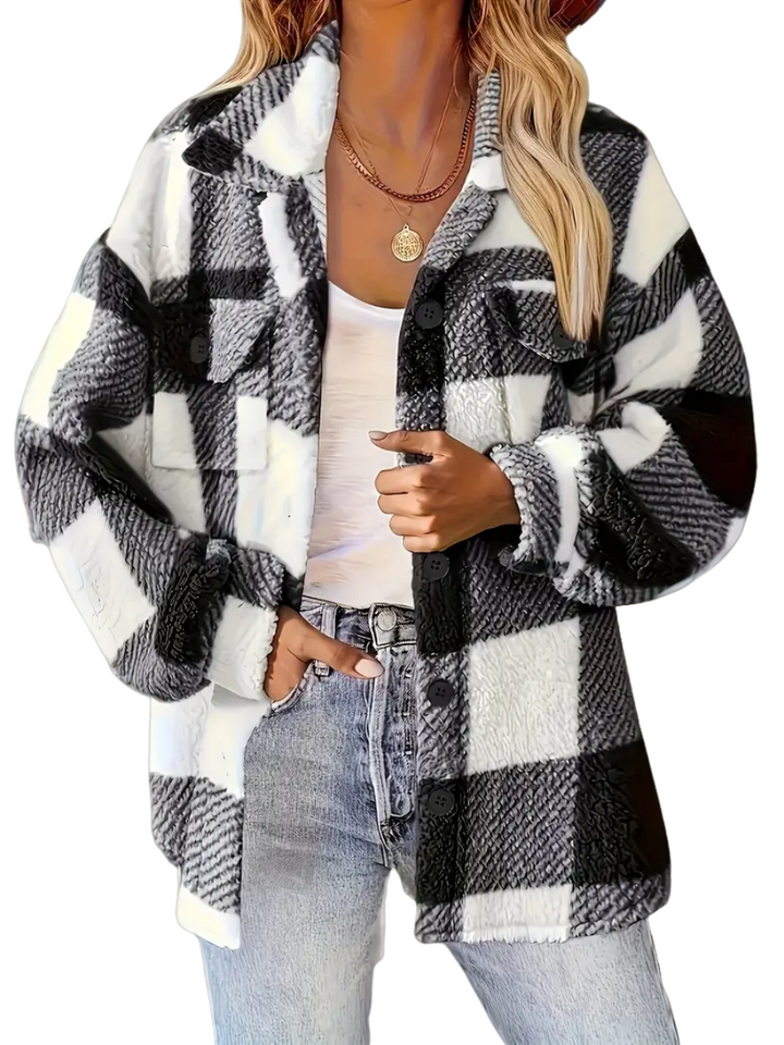Amelie | Übergangsjacke kariert im Fleece Material