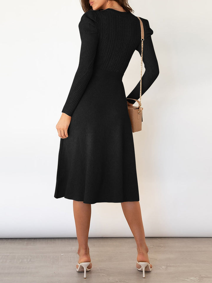 Zoe | Midi-Kleid mit Puffärmeln im Vintage-Look