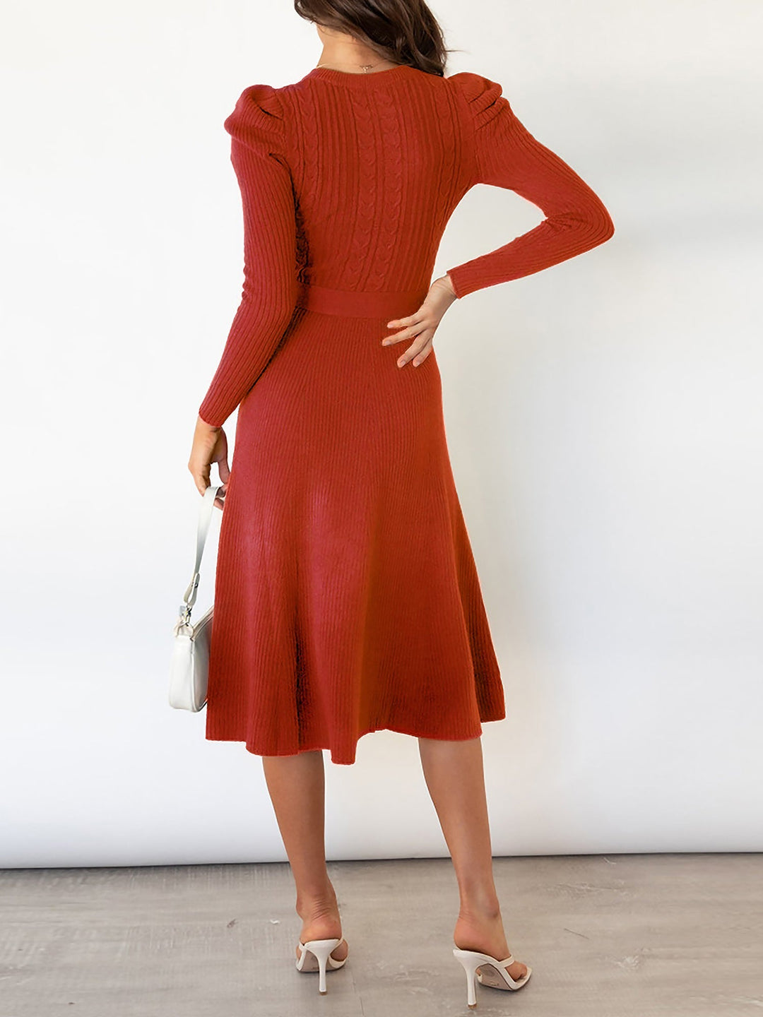 Zoe | Midi-Kleid mit Puffärmeln im Vintage-Look