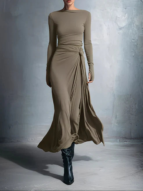 Emma | Damen Maxikleid mit seitlichem Knoten