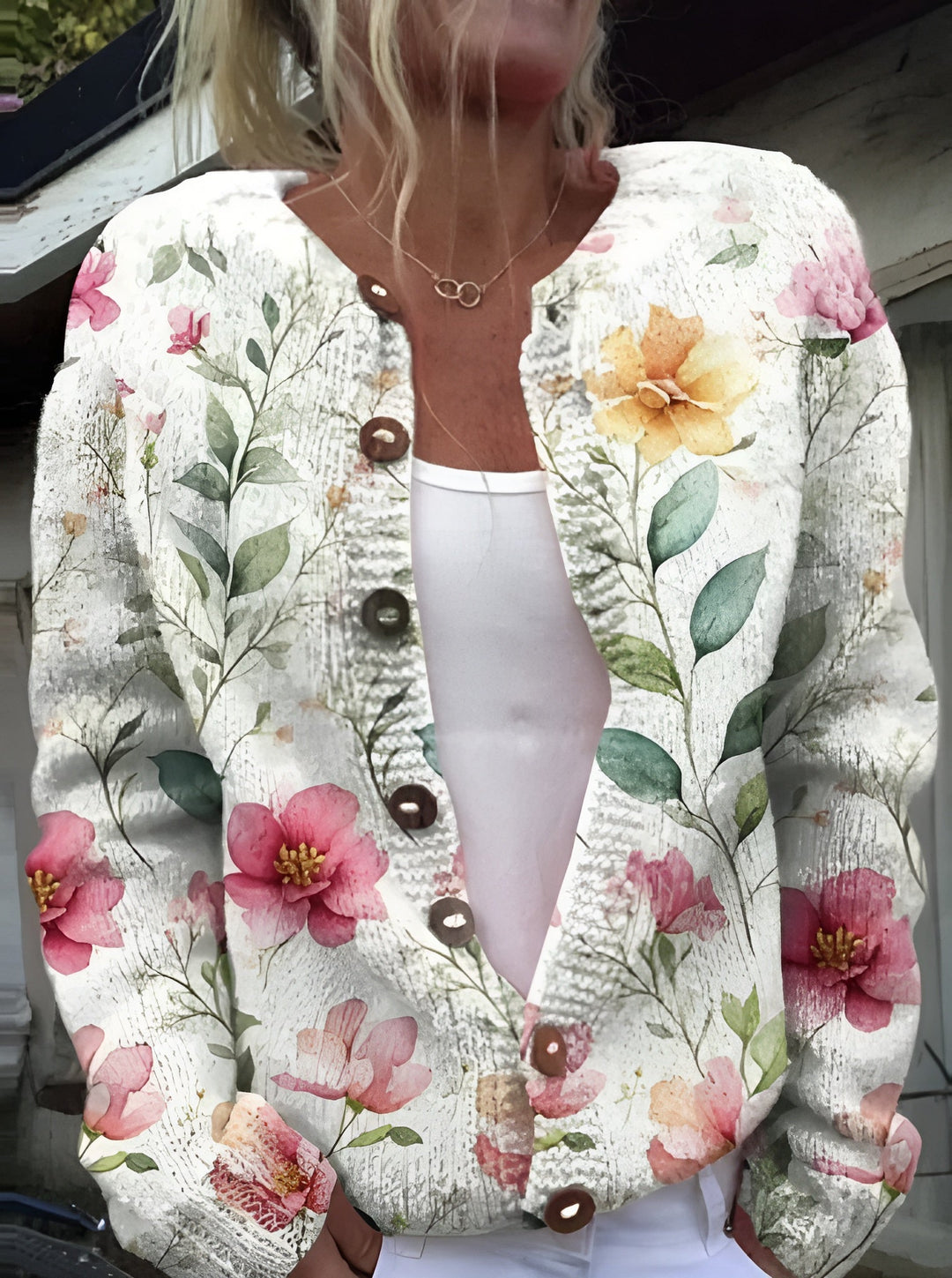 Meike | Elegante Damenweste mit zartem Blumendruck