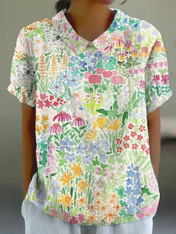 Sally | Süße Bluse mit pastoralem Blumenmuster