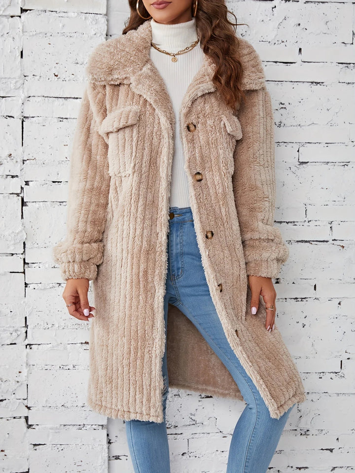 Liesa | Mühelos kuscheliger mittellanger Fuzzy-Mantel mit Knopfleiste Oberbekleidung